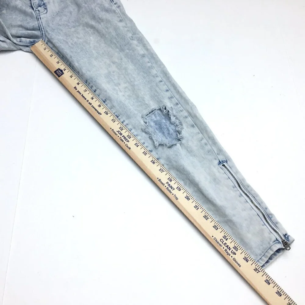Abercrombie & Fitch Women's Straight Leg Jeans Distressed Light Wash Y2K size 0